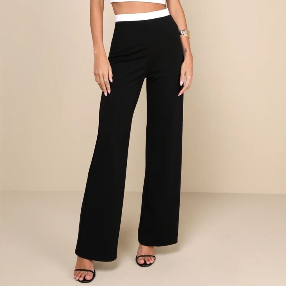 Lulus Set for Perfection Black Color Block pants only